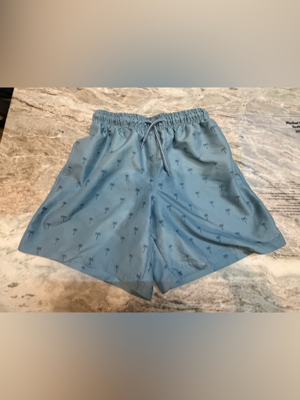 Mountain Warehouse Swim Trunks Mens Small Blue Palm Print Drawstring Shorts